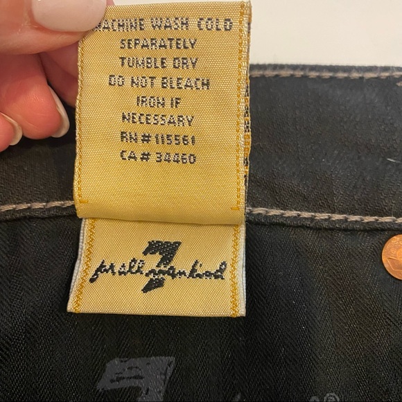 7 FOR ALL MANKIND Black Denim Mini Skirt 00s Size 25 - Picture 9 of 10